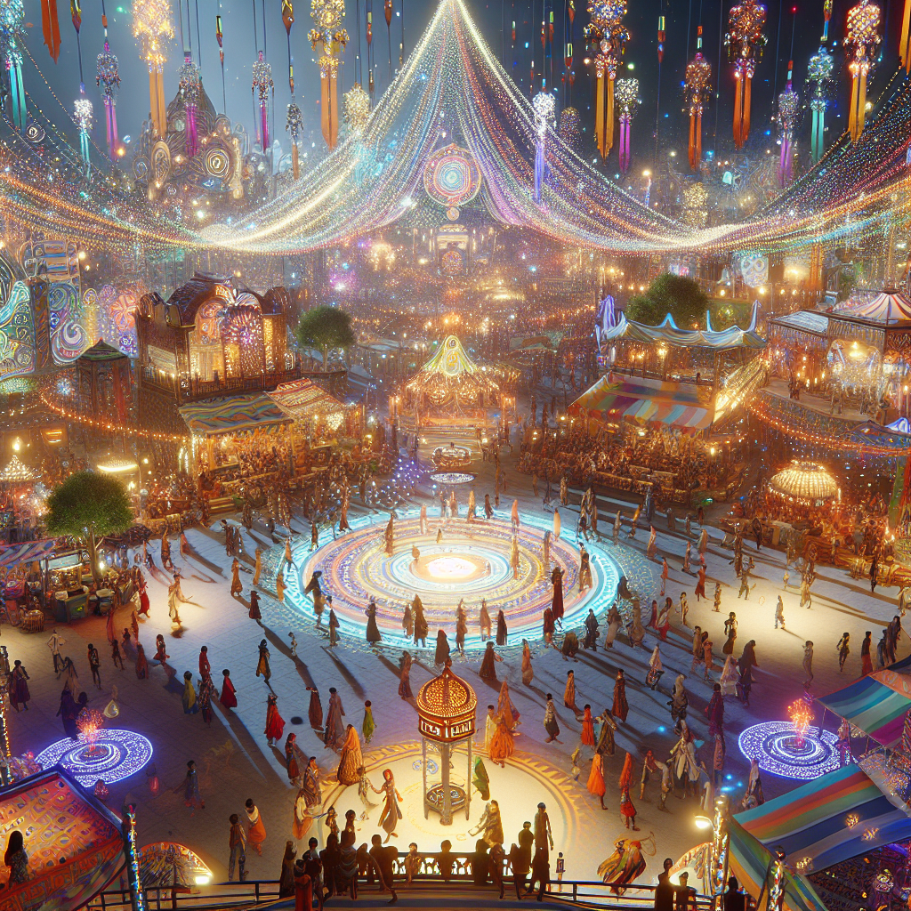 A colorful festival scene created by users in the game.